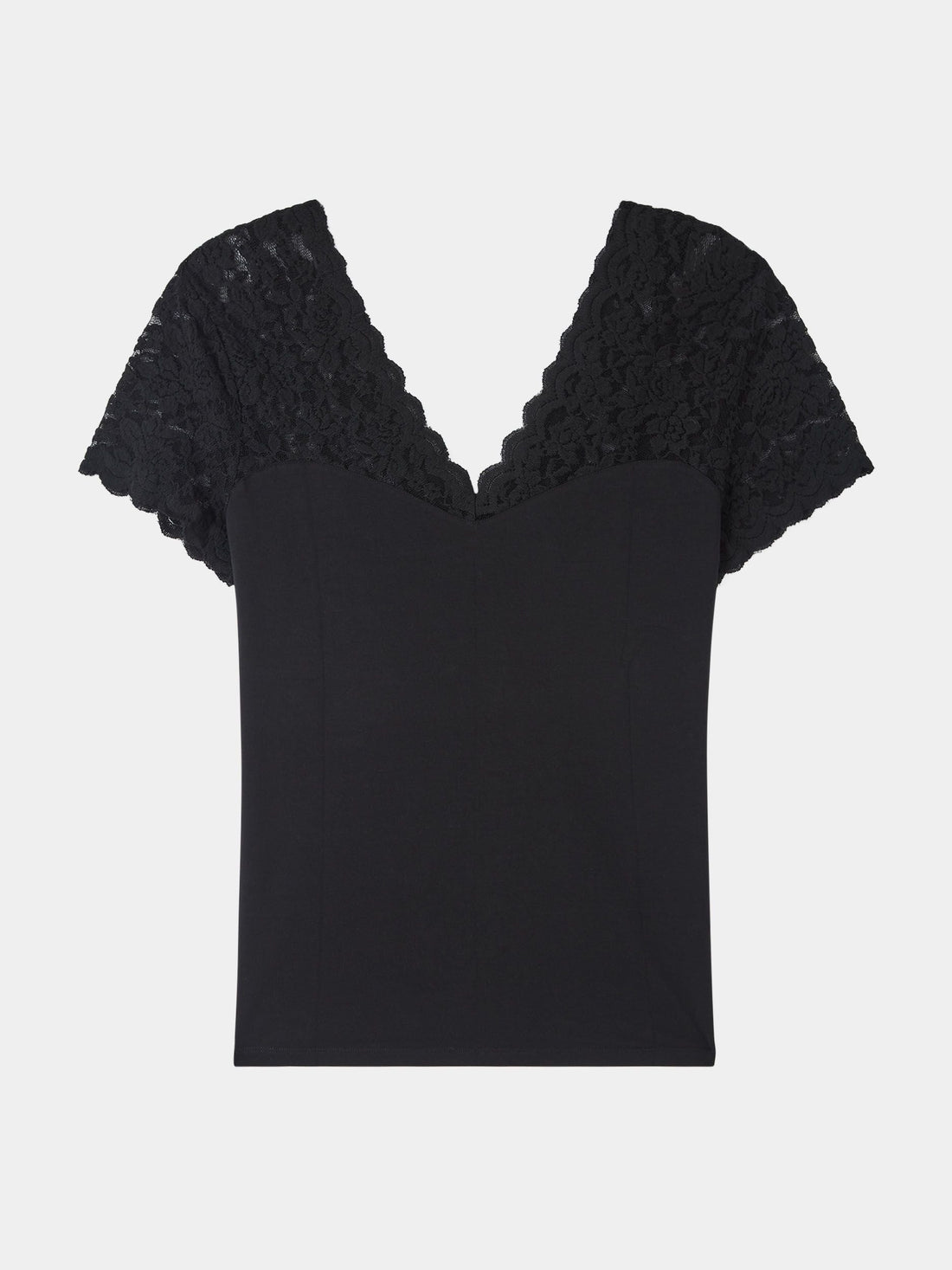 T-shirt scollo a v pizzo