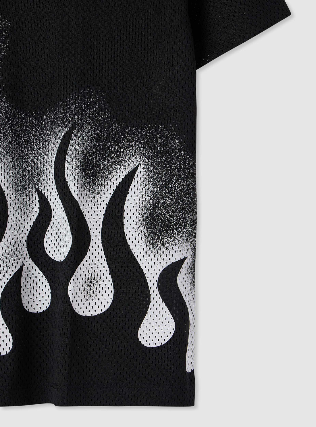 T-shirt con stampa fiamme e scritta