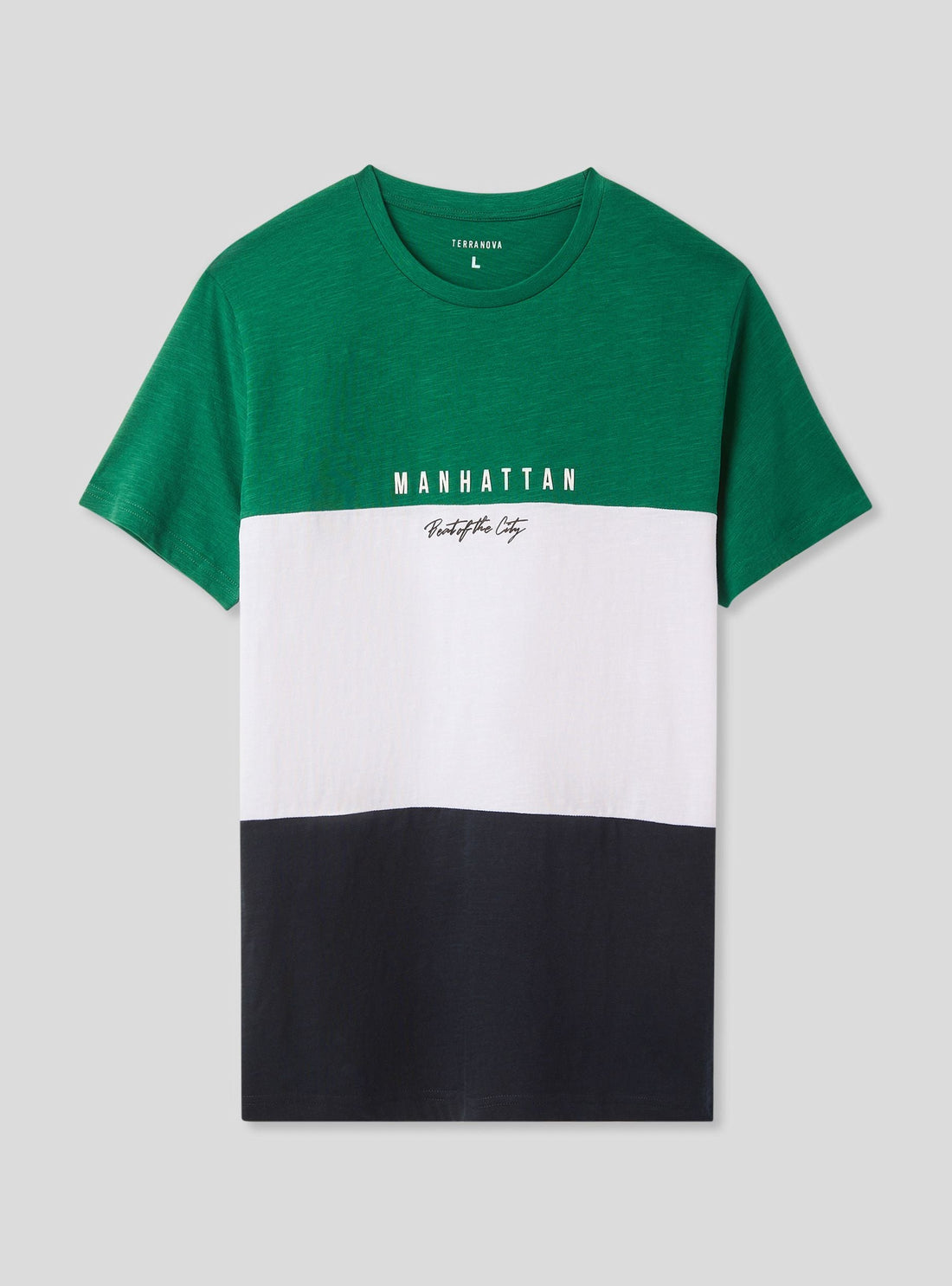 T-shirt block color con scritta