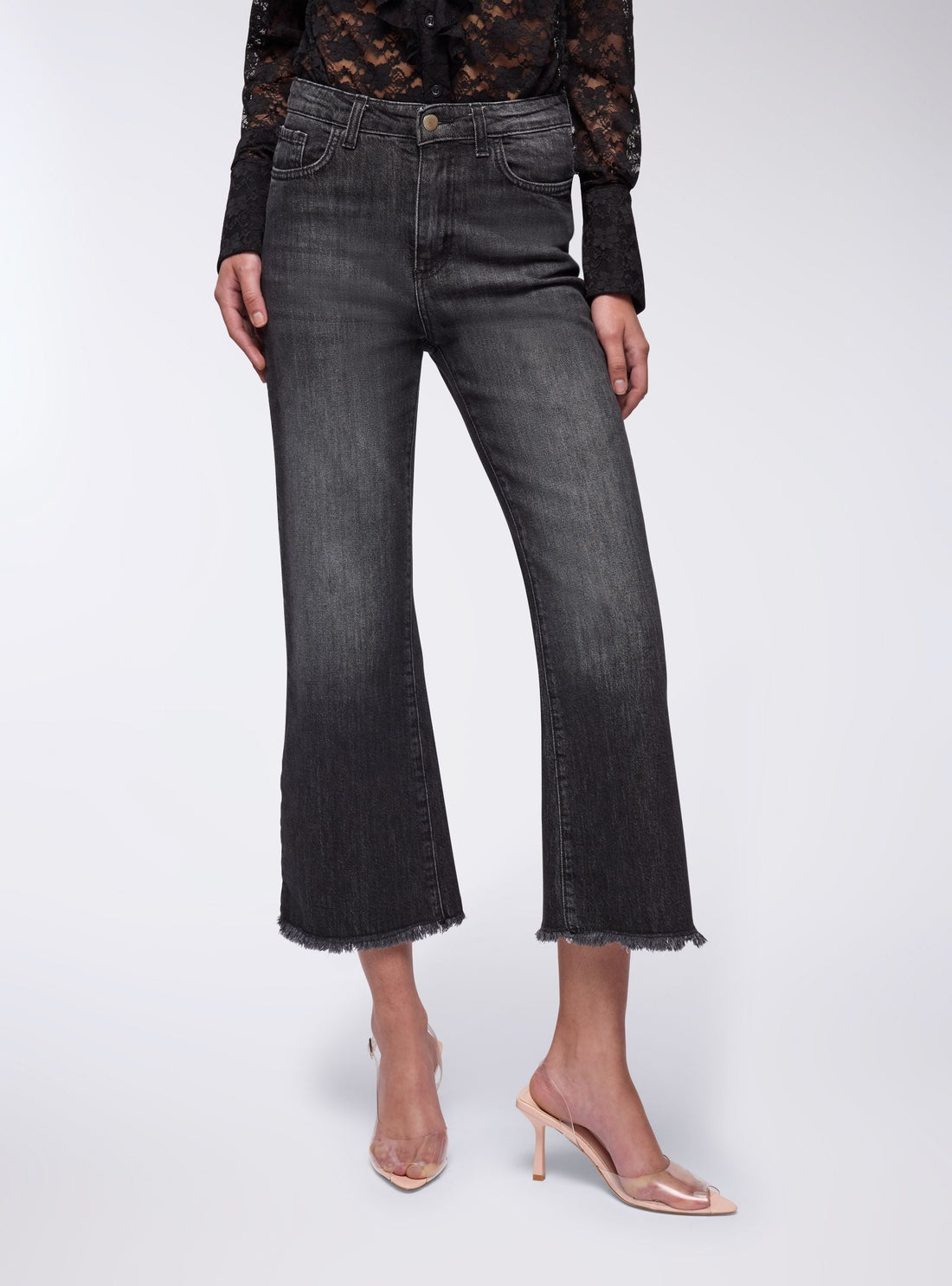 Jeans kick flare sfrangiati