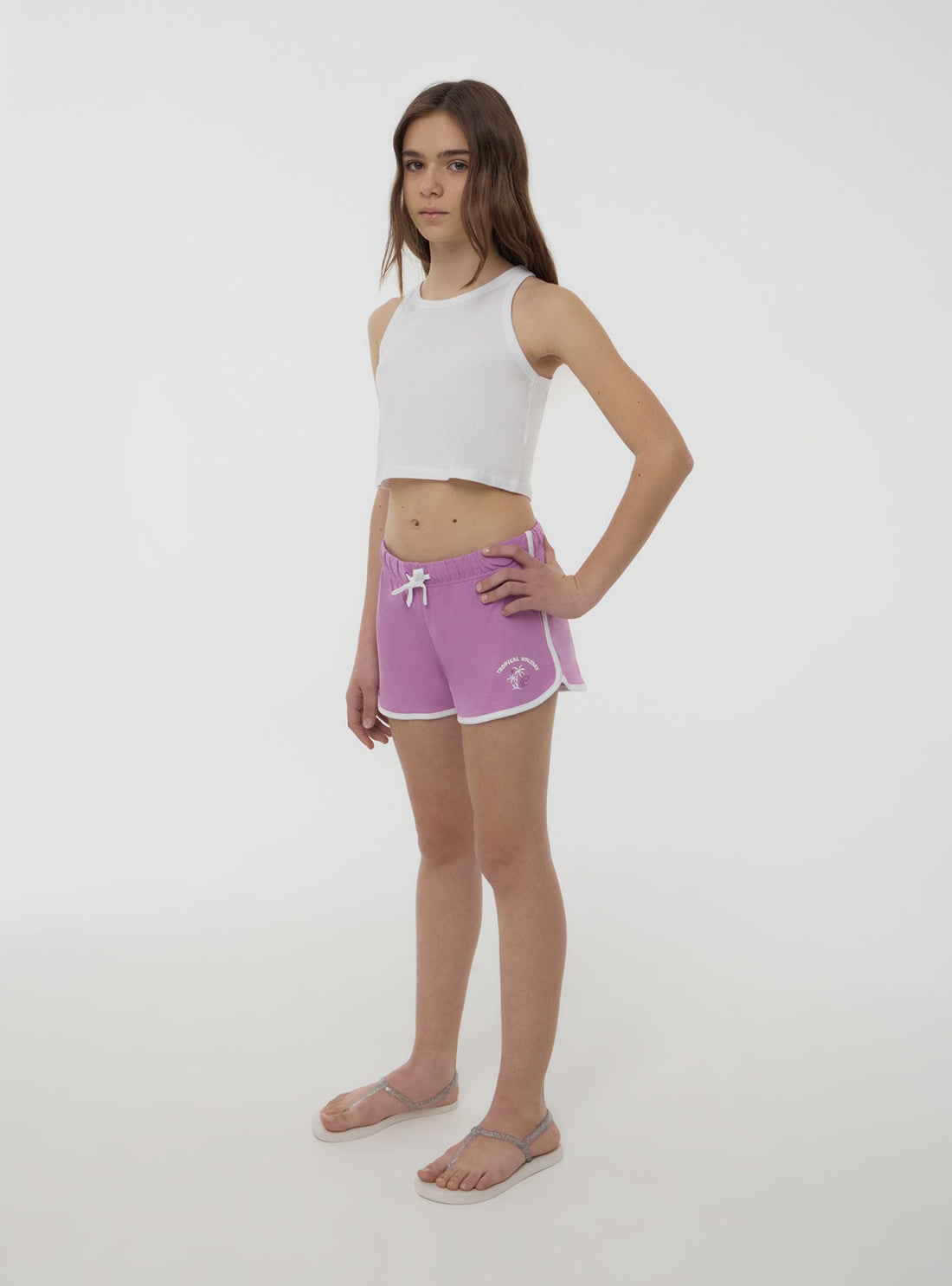 Shorts con stampa e profili