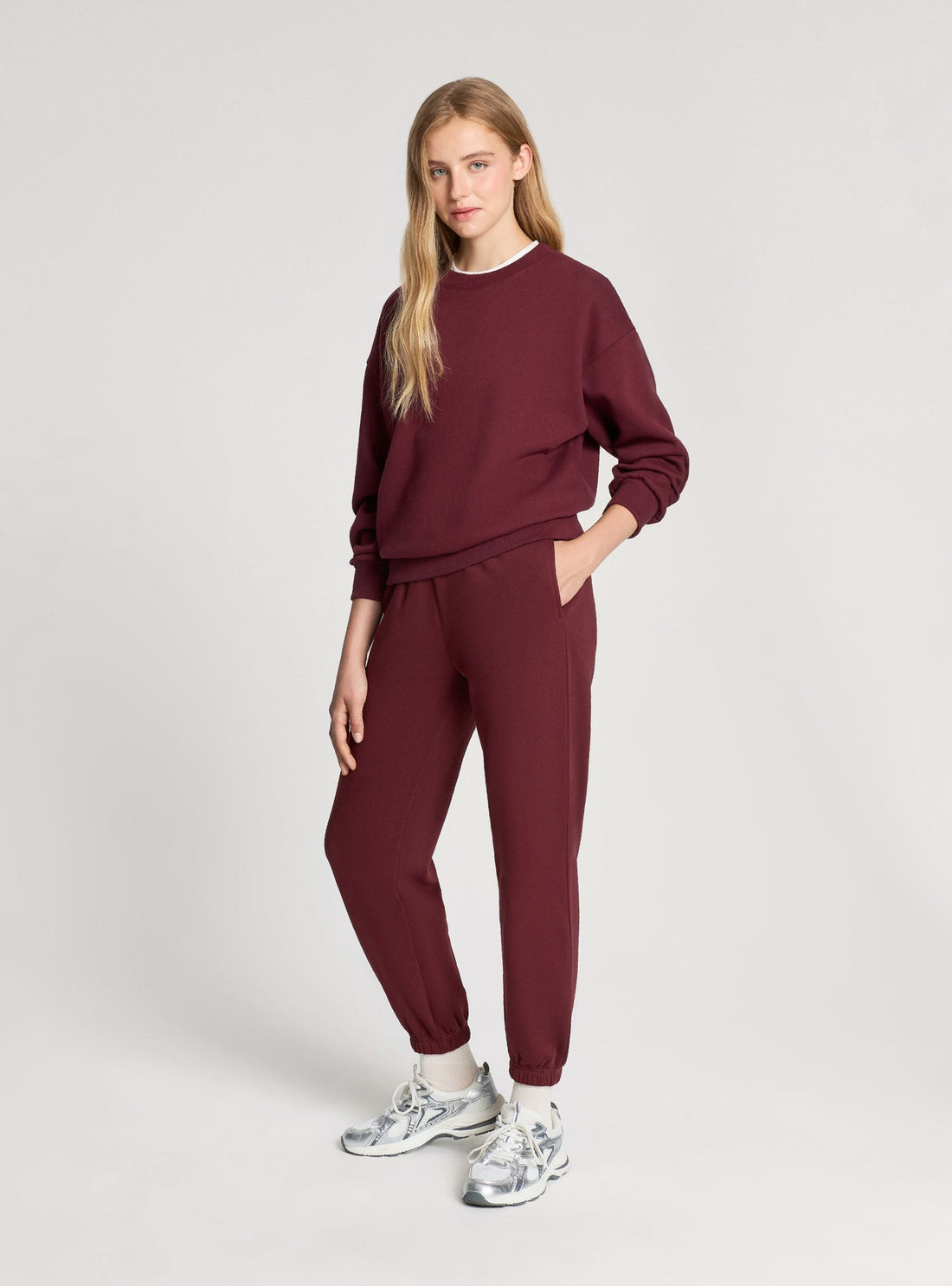 Pantaloni tuta vita alta con polsini