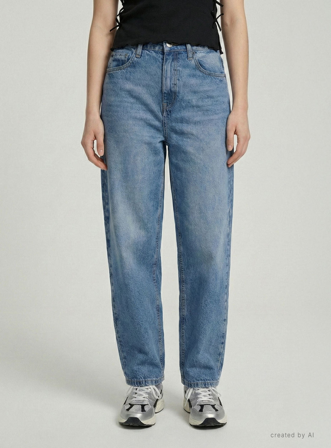 Jeans balloon a tinta unita