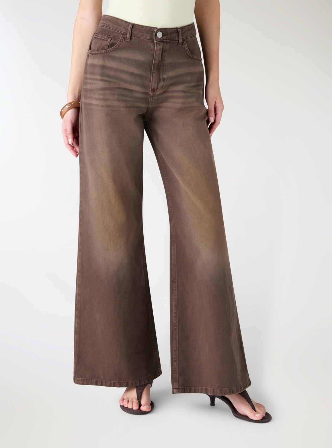 Jeans maxi wide leg a tinta unita